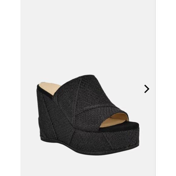 Guess Yenisa Woven Platform Wedge Slip-on Sandals Black Size 11M‎ NWOB - Picture 2 of 10